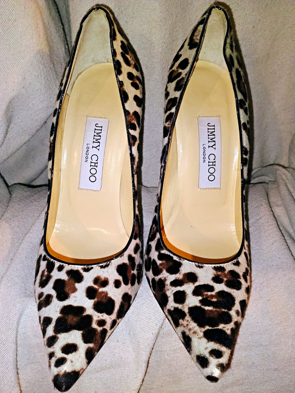 Jimmy Choo Leopard Print Suede Pointed Toe Slip-On Pumps Women US 6.5