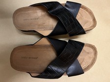 Damen Sommer Sandalen Bast Gr. 38 Gebraucht Schwarz Leder Guter Zustand