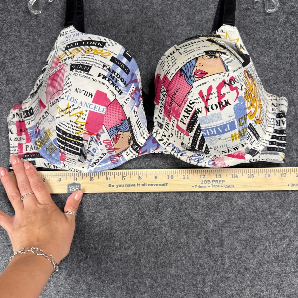 Sujetador Torrid Curve 42DD París Londres Periódico Estampado con Cable Lencería Push Up Foto 4 de 4