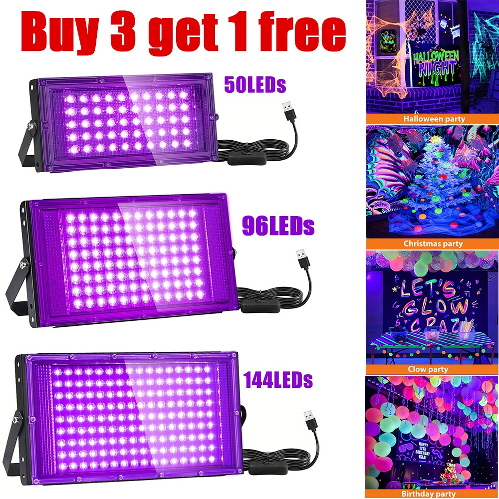 100W UV Black Light Bar LED Floodlight Stage Blacklight Party DJ Club Christmas