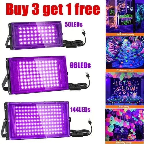 100W UV Black Light Bar LED Floodlight Stage Blacklight Party DJ Club Christmas