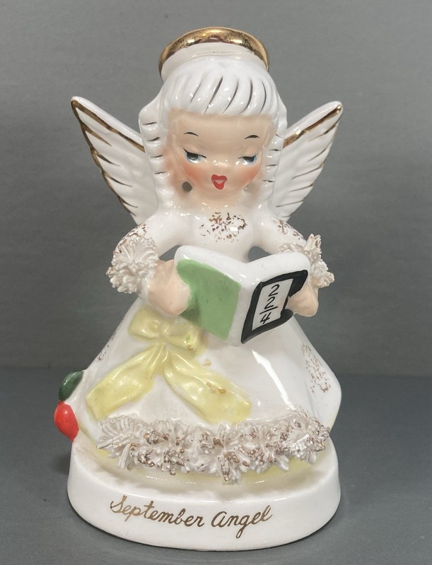 Vintage Napco September Birthday Girl Angel With School Book Figurine Japan