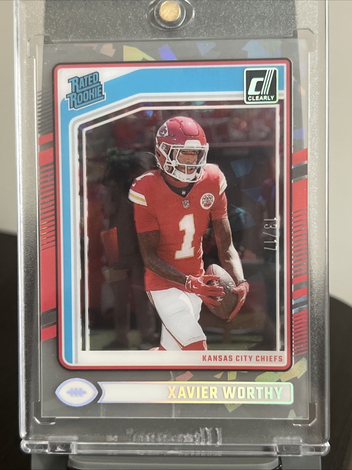 2024 Panini Clearly Donruss Rated Rookie Xavier Worthy #58 Ice /17 (RC)