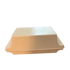Tupperware Double Butter Stick Beige Almond Vintage USA Lidded Retro Collectible
