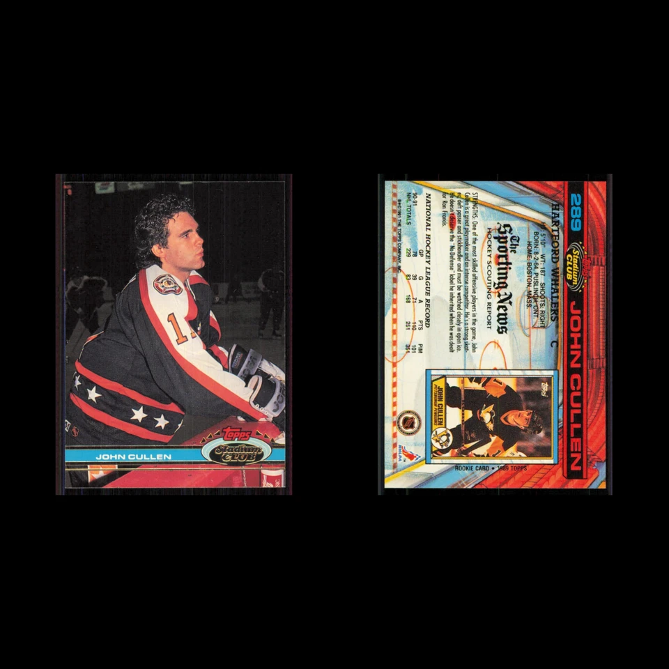 John Cullen #289 1991 Topps Stadium Club Hartford Whalers Hockey Card NHL NM - Image 3 of 3