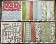 Basic Grey *BLITZEN* 12x12 Paper Collection HUGE LOT *44 Sheets* Christmas Extra