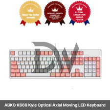 ABKO K669 Kyle Optical Axial Moving LED Gaming Keyboard White Pink Blue Click