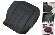 Front Driver or Passenger Bottom Replacement Leather Seat Cover RED Seam 