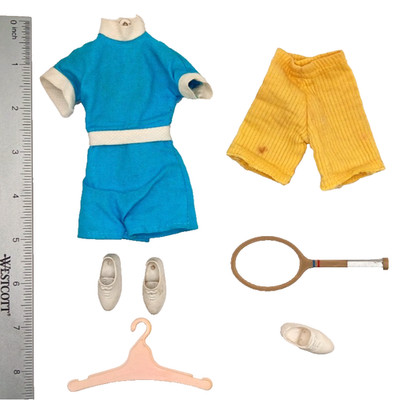 Ideal 1960's Tammy ''Tennis Menace'' 9113 Shorts Raquet 1 Shoe + Orig Dress Shoes