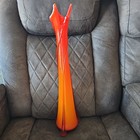 VIntage BEATIFUL Cristalleria Fratelli Betti Empoli orange glass decorative vase