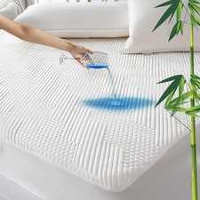 Waterproof California King Mattress Protector Rayon Bamboo - 3D Air Fiber Coo...