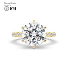 Round Solitaire Labgrown Diamond Engagement Ring 18k Yellow Gold 5.15 Ct