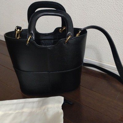 Staud Patchwork Bag Handbag Crossbody Bag Leather Black USED Auth From Japan