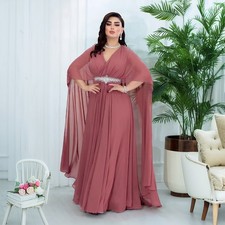 Dubai Muslim Women Abaya Dress Islamic Kaftan Wedding Evening Party Gown Robe