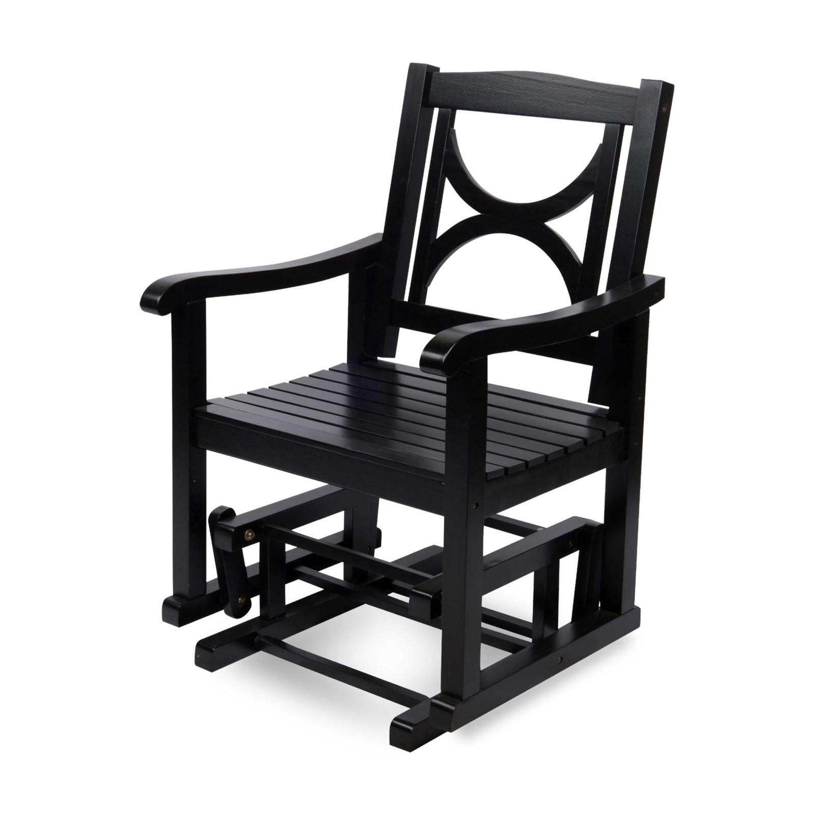Luna Modern Indoor Outdoor Wood Glider Patio Chair, Black