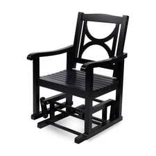 Luna Modern Indoor Outdoor Wood Glider Patio Chair, Black