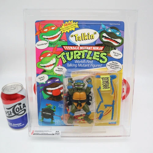 TALKIN' LEONARDO - 1991 PLAYMATES - CAS GRADED 85 NEW Sealed Vintage TMNT Figure