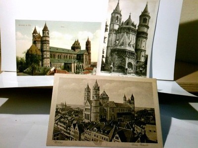 Worms am Rhein. Dom. 3 x Alte Ansichtskarte / Postkarte s/w u. farbig, ungel. ca