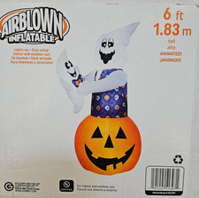 Gemmy 6ft Tall Animated Ghost w/ Baby Ghost Halloween Inflatable