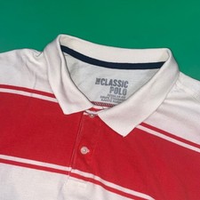 Old Navy Mens Classic Polo Shirt Red White Stripe Regular Fit XL