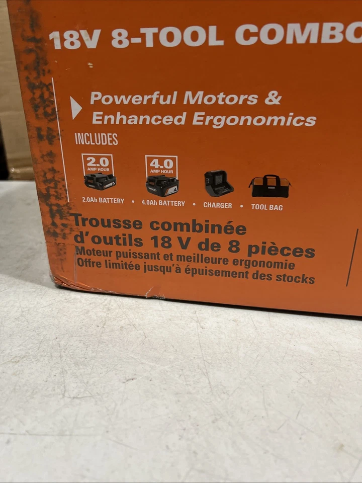 Ridgid 18V Cordless 8 Tool Combo Kit with 2 Ah & 4 Ah Batteries R96850 - Image 4 of 4