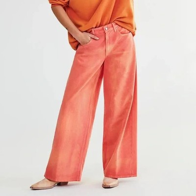 Free People Waterfalls Baggy Wide Leg Back Buckle Sz 30 NWOT
