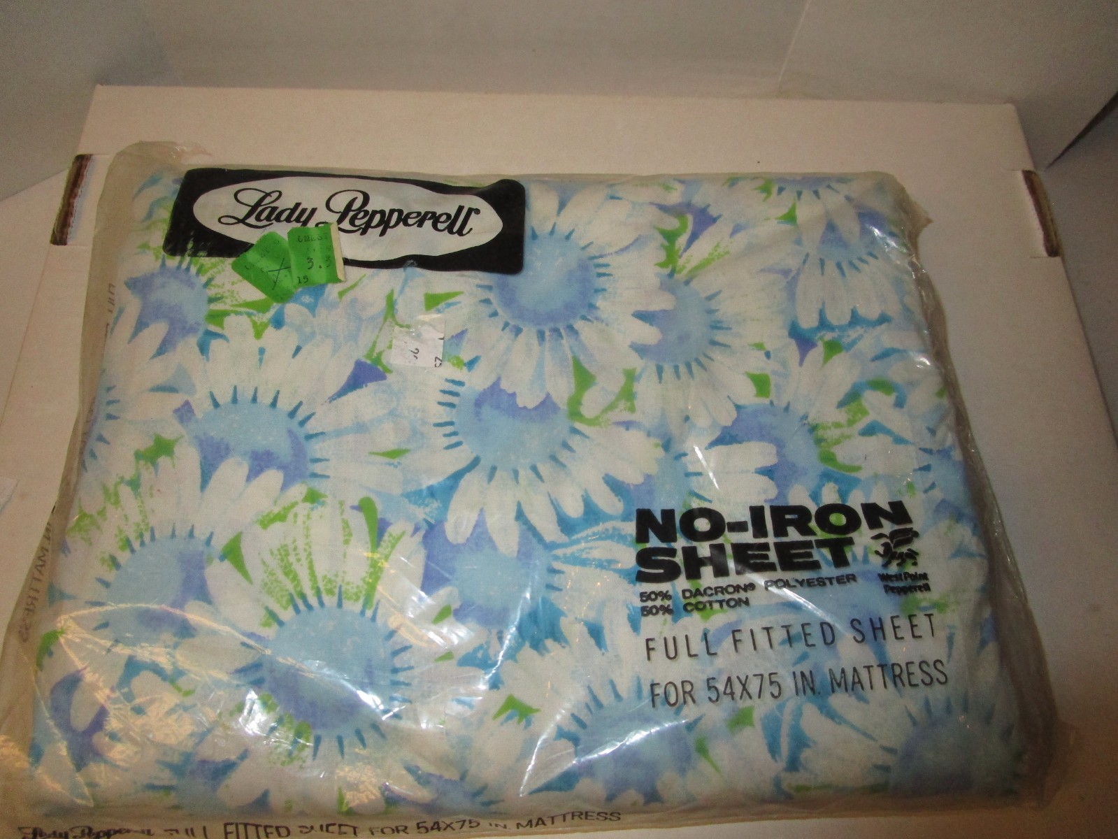 Vtg Lady Pepperell One Full Fitted Floral Sheet No-Iron Muslin 54x75 NOS