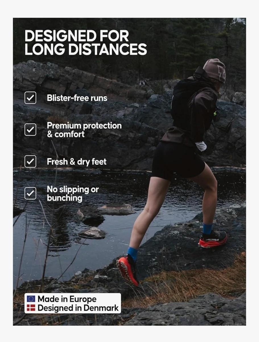 Paquete de 3 calcetines de running daneses de resistencia acolchados para largas distancias de 1/4 de longitud 6-8