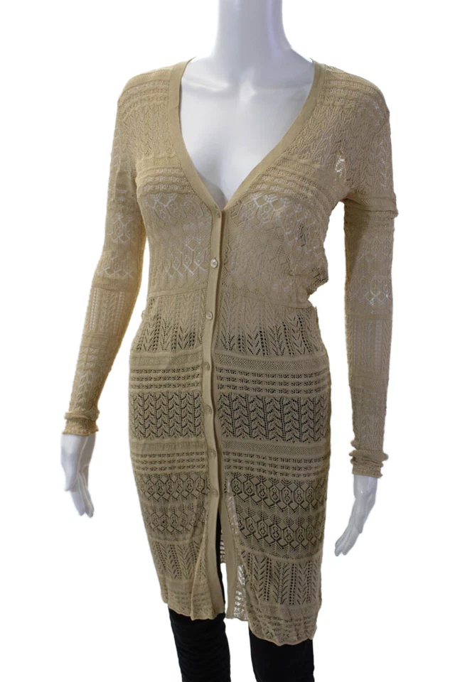 Cárdigan suéter Ralph Lauren etiqueta negra para mujer con botones beige talla pequeña Foto 2 de 4