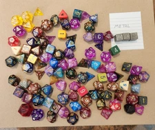 102 Mixed Lot Vintage / New  D&D DND Role Playing Gaming Dice d4 - d20, d10%
