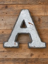 Metal Letter A Wall Decor 13   Rustic Distressed Silver Monogram Sign