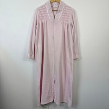 Miss Elaine Essentials Zip Up Robe Housecoat Medium Pink Floral Fleece Granny