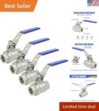 4 Pack 1/2'' Stainless Steel 304 Ball Valves, NPT Female Full Port Ball Valve...