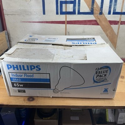 Philips Light Bulb Vtg 65W Indoor Flood 12 Pack BR40 Reflector 65BR/FL/VP NOS