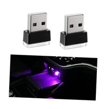 2 PCS USB LED Car Interior Atmosphere Lamp, Portable Mini LED Night Purple