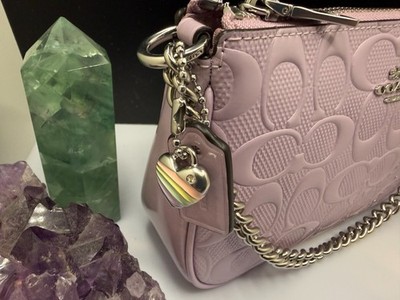 Coach Nolita 19 Violet Signature Leather Heart Charm CCZ27 Silver