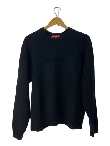 Pull tricot Supreme 24AW logo floqué (épais M noir RN101837 Occasion