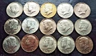 Nice Mixed Lot of  15 Kennedy 50¢ Half Dollars 40% Silver 1965-1969