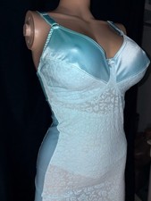 40 DD L Vintage TIGHT Satin Lace Bra Girdle Full Slip