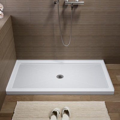 HOROW Shower Base 60x32 Inch Single Threshold Small Rectangle Acrylic Shower Pan