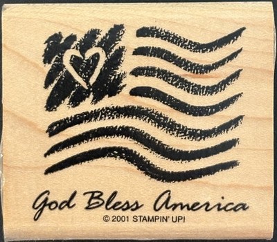 Stampin  Up! Patriotic American Flag God Bless America Rubber Stamp