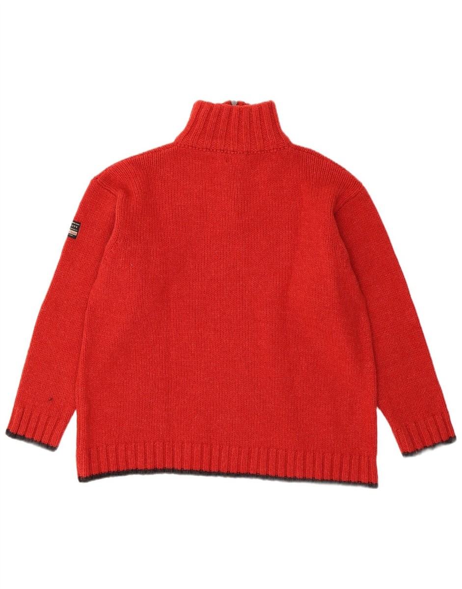 Marlboro Classics Mens Zip Neck Jumper Sweater XL Red Colourblock