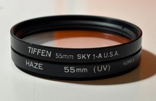 Camera Filters: 55mm UV Filter and Tiffen Sky 1A Filter; CLEAN Glass, EXC