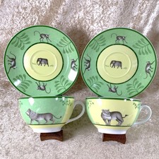 Hermes Large Morning Soup Cup  Saucer Africa Porcelain Tableware 2 Sets