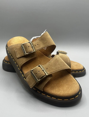 Dr. Martens Josef Sandals Tan Suede Leather Buckle Slide Men's 7 Women's 8 doc