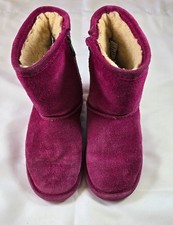 BearPaw Girls Toddler 12 Emma Sheepskin Boots Zipper Hot Pink Leather