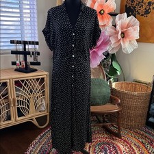 Madewell Black & White Floral Button Up Midi Shirtdress