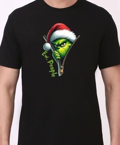 TShirt-People Felpa Con Cappuccio Unisex – Grumpy Grinch, Nero, XXXL – Cotone, Manica Lunga