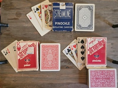 Various Vintage Streamline Playing Cards 3 Decks In Good Condition Boxes Rough
