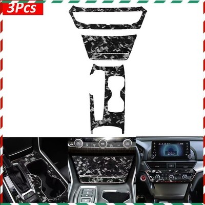 3Pcs Forged Carbon Fiber Console AC&Gear Shift Panel Trim For Honda Accord 18-21